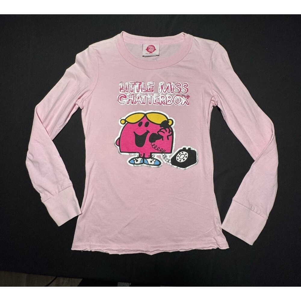 Y2K 2008 Mr. Men Little Miss Chatterbox Roger Hargreaves AOP T Shirt NWT